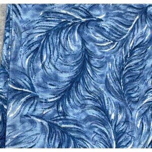 Blue Feather Pattern Cotton Fat Quarter Fabric 18x22" For Quilting Crafting
